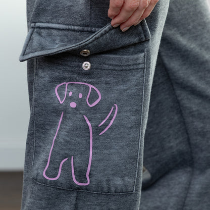 Paw Print Burnout Cargo Pocket Pants