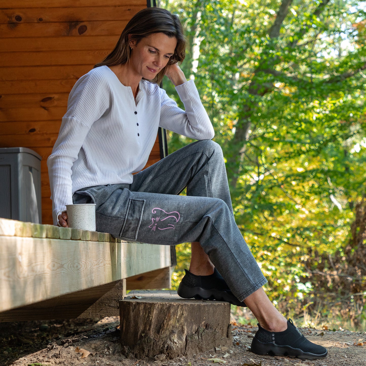 Paw Print Burnout Cargo Pocket Pants