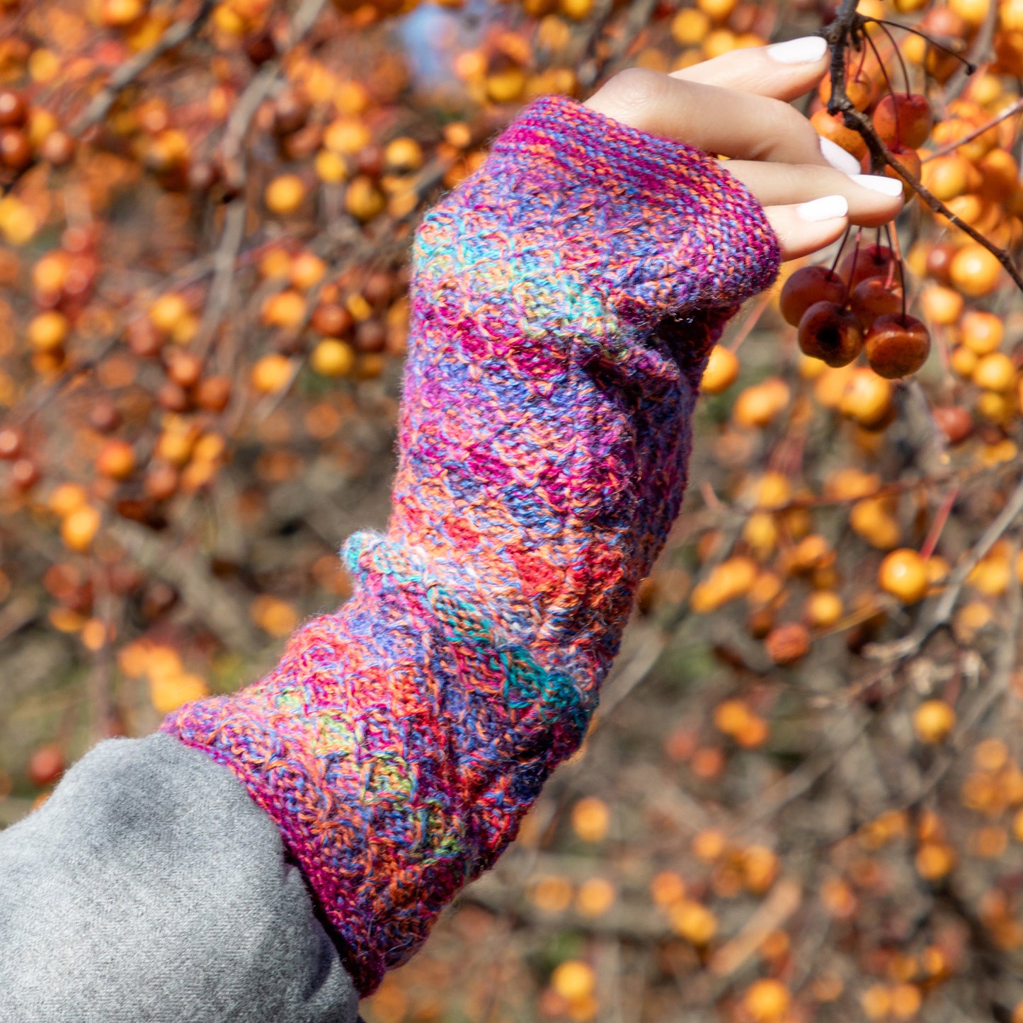 Colorful Alpaca Fingerless Mittens