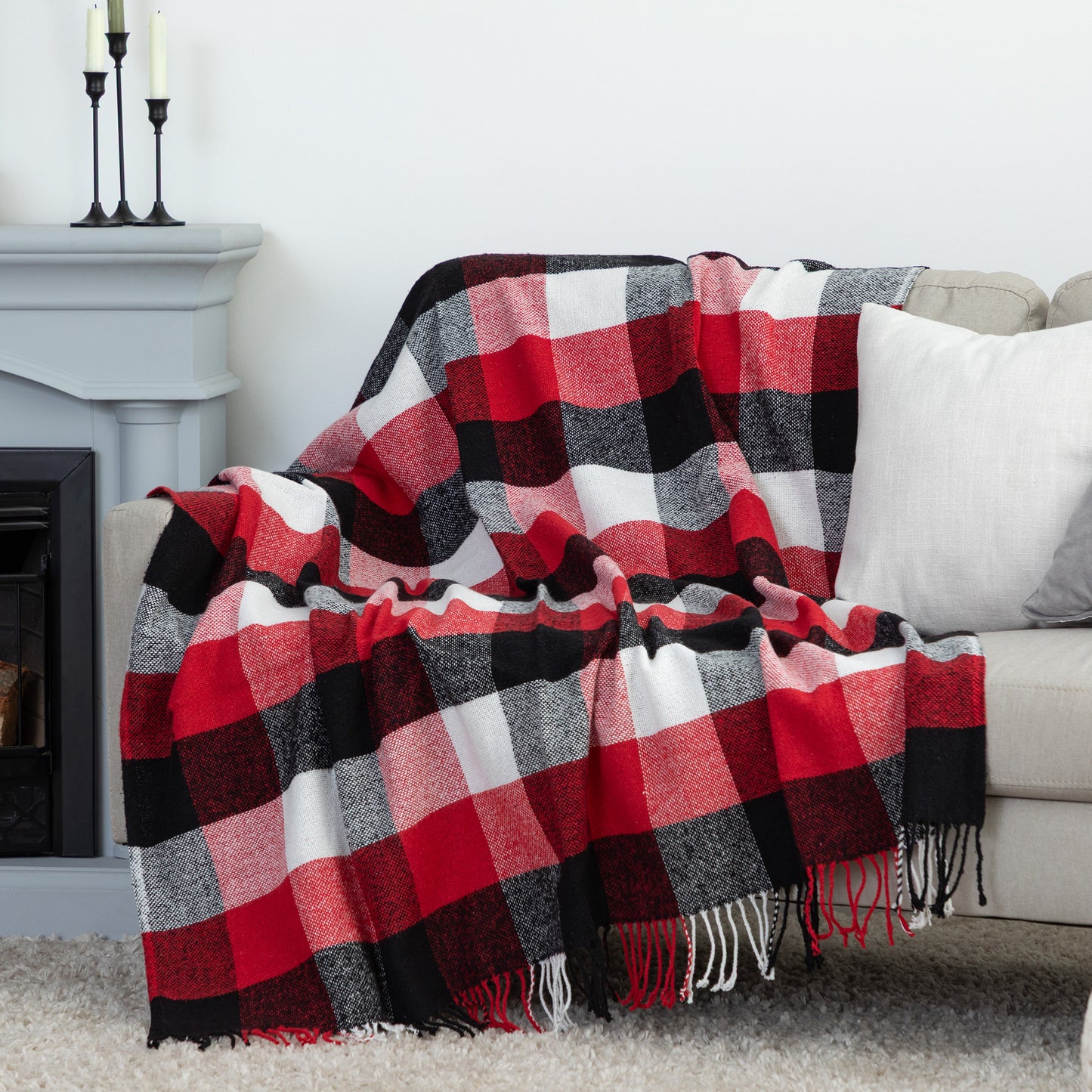 Ukrainian Wool-Blend Fringed Throw Blanket