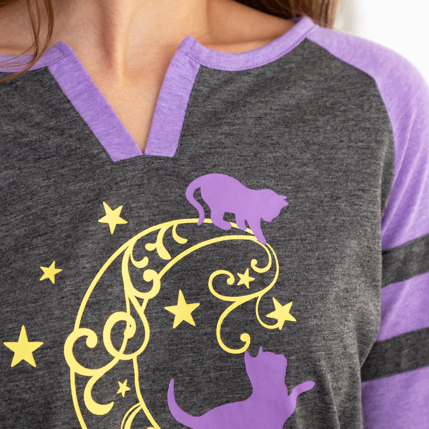 Kittens & Moon Long Sleeve Heathered Tee