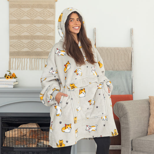 Wearable Pet Pocket Hoodie Blanket