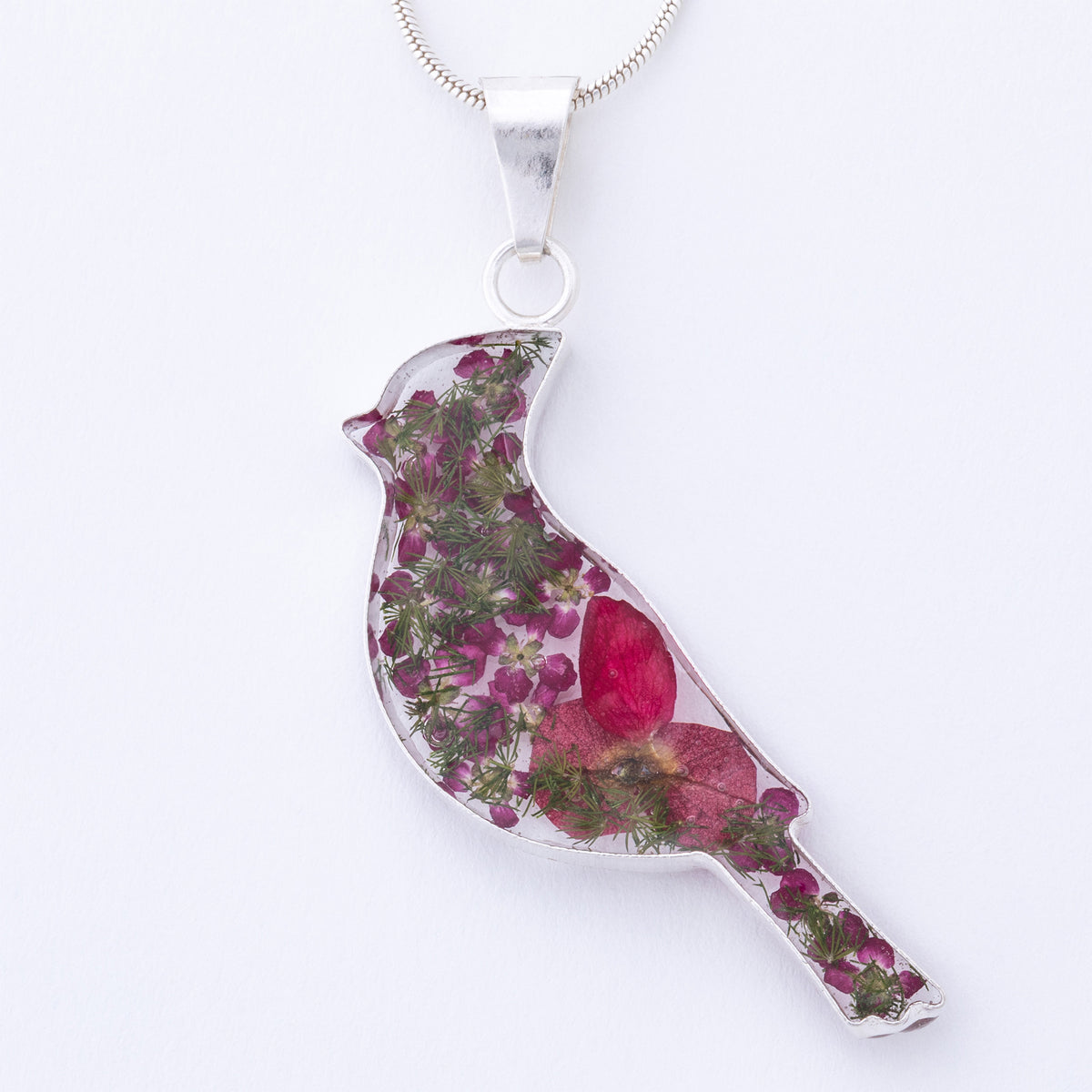 Real Flowers & Sterling Necklace
