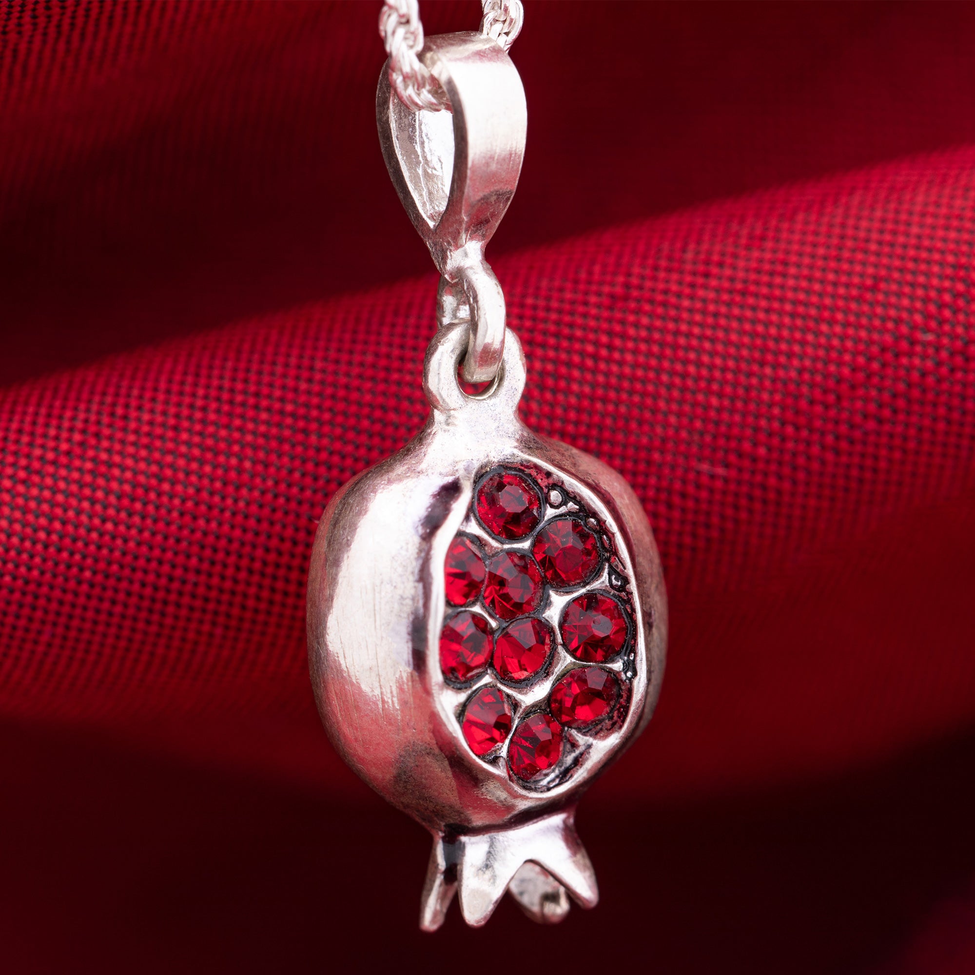 Collier Pendentif Grenade (Pomegranate) - Style Arménien - Longueur 46-50 Cm - Alliage Argenté - Neuf Sans Emballage