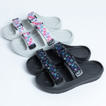 2 Designs Paw Prints Velcro Slide Sandals