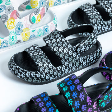 3 Designs Paw Print Pillow Slingback Sandals