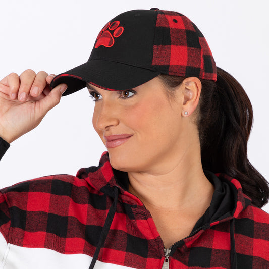 Paw Print Plaid Baseball Hat