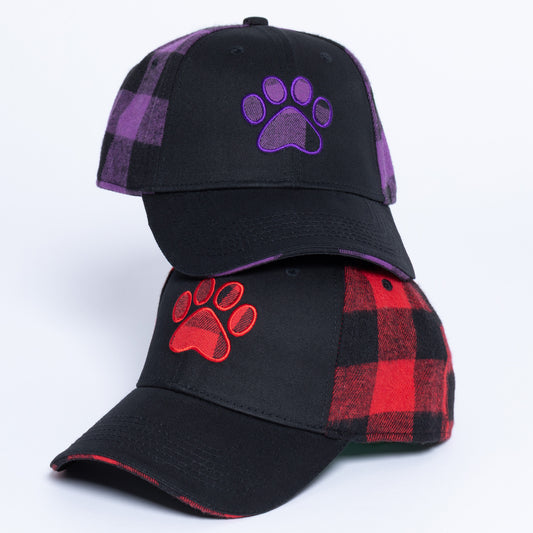 Paw Print Plaid Baseball Hat