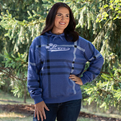 Plaid Paw with Love Hooded Sweatshirt