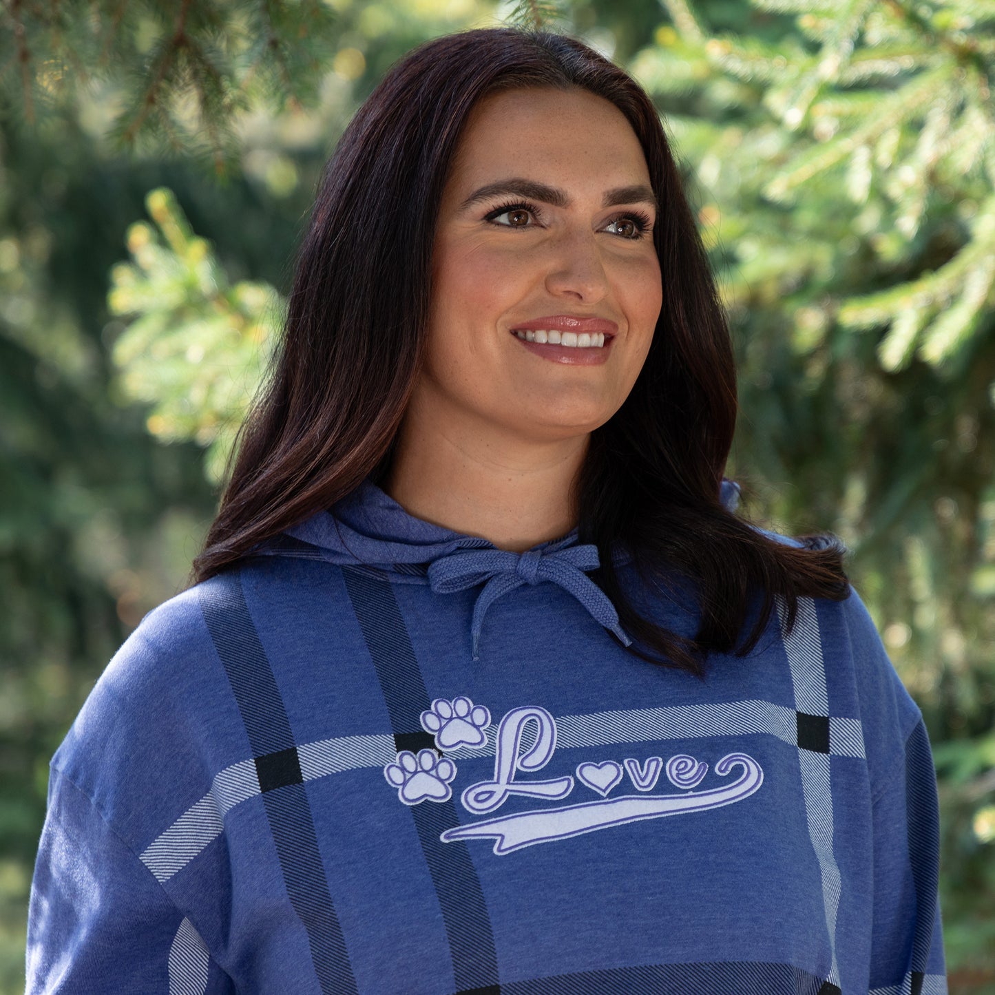 Plaid Paw with Love Hooded Sweatshirt