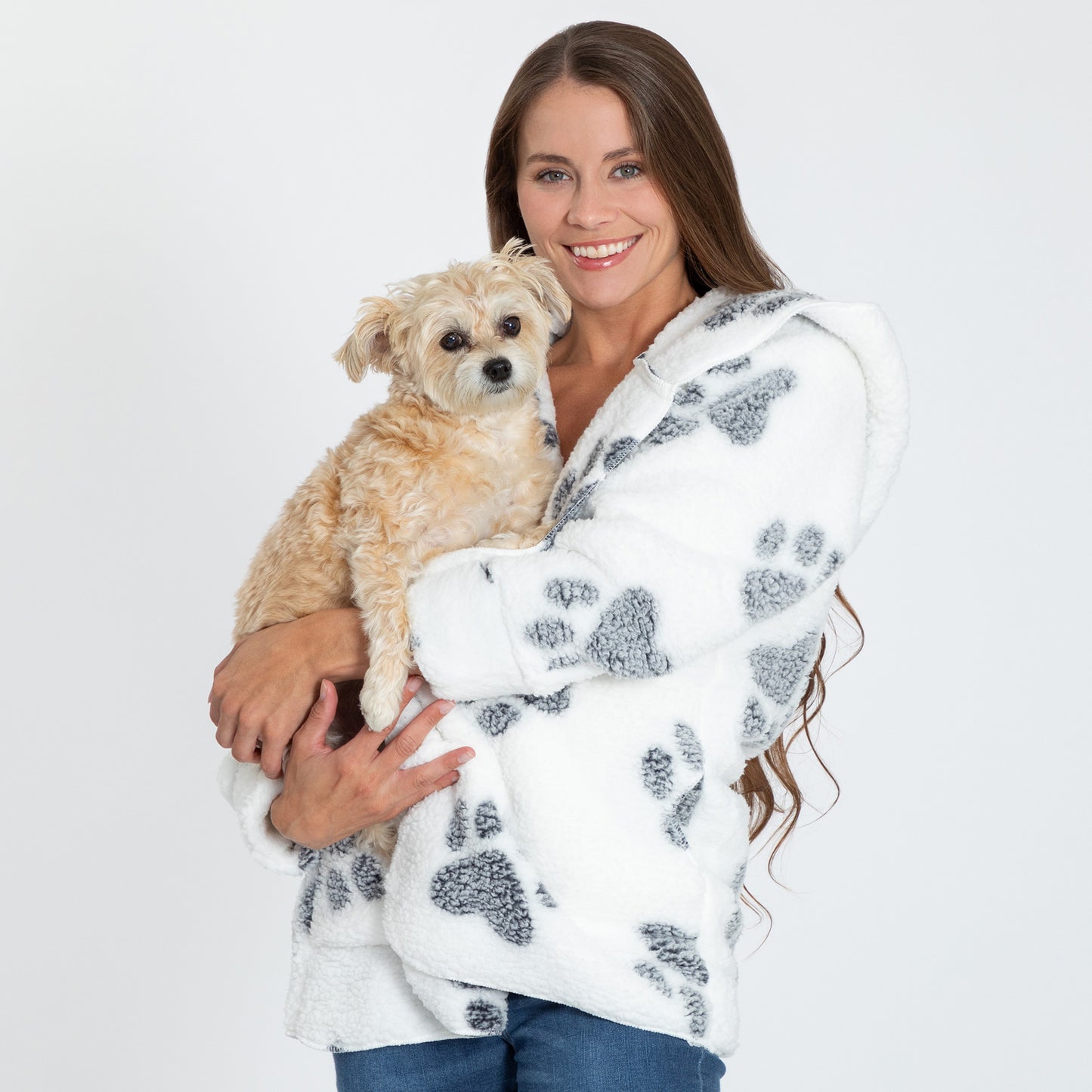 Cozy in Paws  Plush  Sherpa Fleece Open Jacket with Pockets