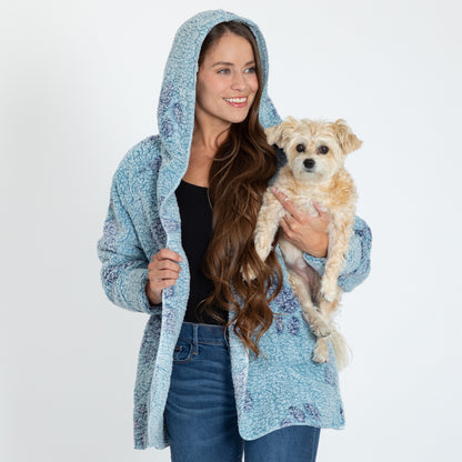 Cozy in Paws  Plush  Sherpa Fleece Open Jacket with Pockets