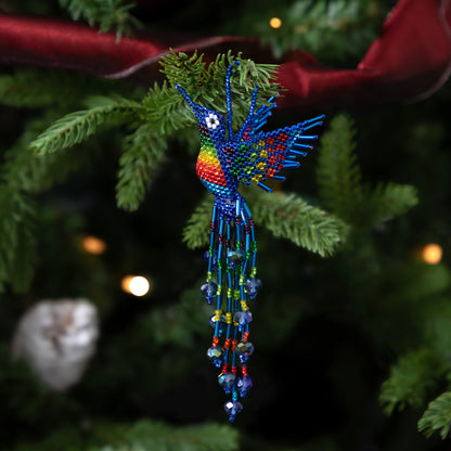 Hand Beaded Guatemalan Hummingbird Ornament