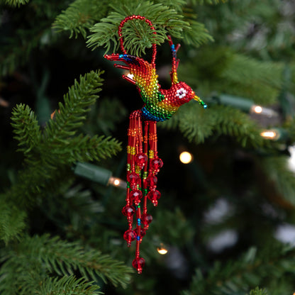 Hand Beaded Guatemalan Hummingbird Ornament