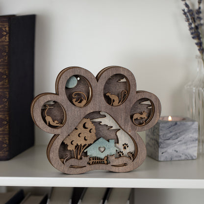 Baltic Basswood Paw Print Shelf Sitter