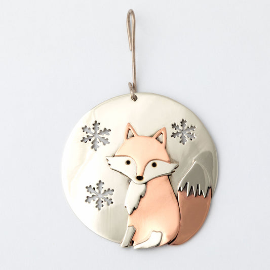 Mixed Metal Winter Fox Fair Trade Ornament