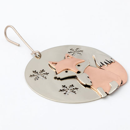 Mixed Metal Winter Fox Fair Trade Ornament