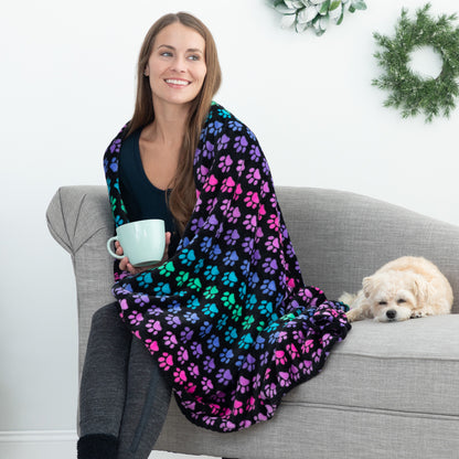 Super Cozy&trade; Fleece Paw Print Throw Blanket