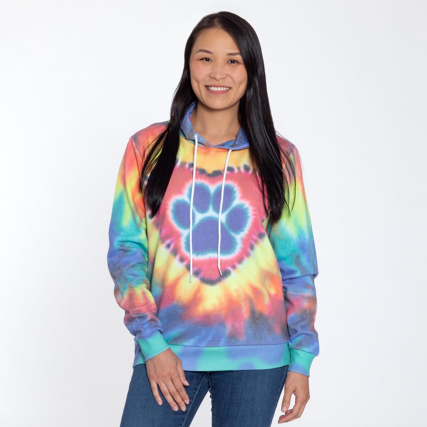 Purple Paw Tie-Dye Lightweight Pullover Hoodie