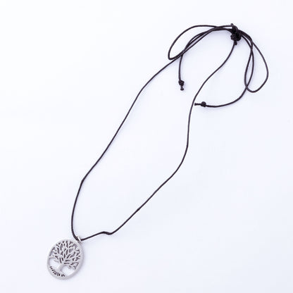 Necklace with a tree-of-life pendant on a white background