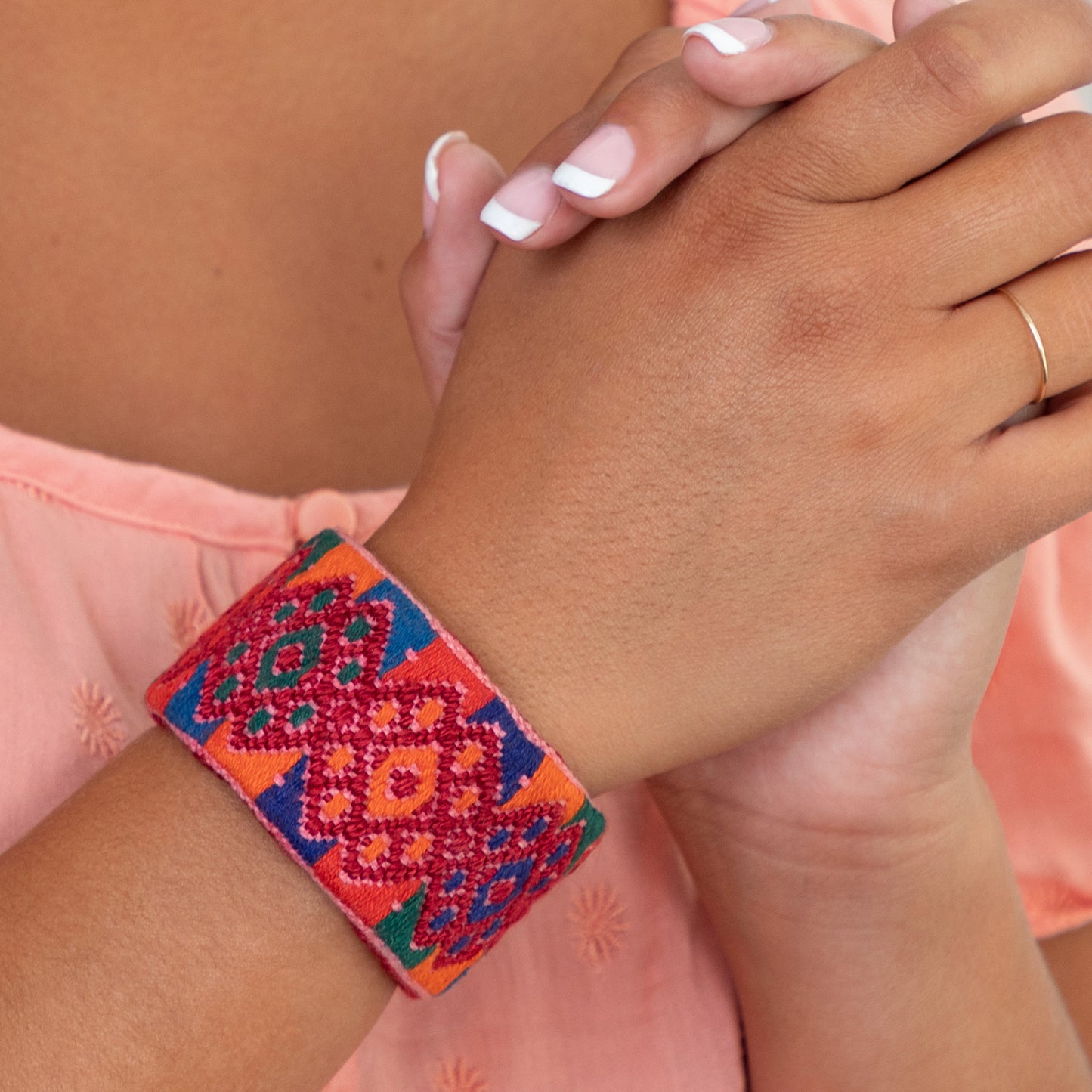 Upcycled Huipil Cuff