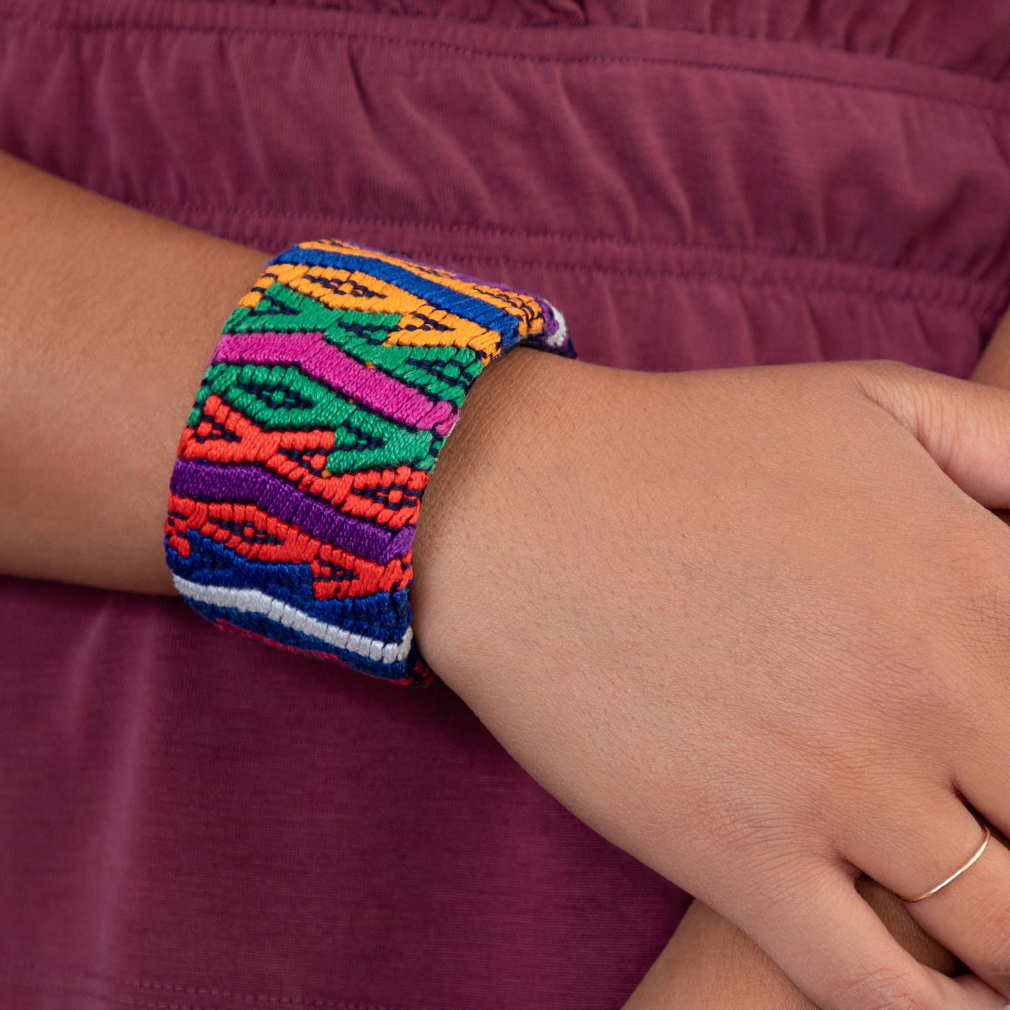 Upcycled Huipil Cuff