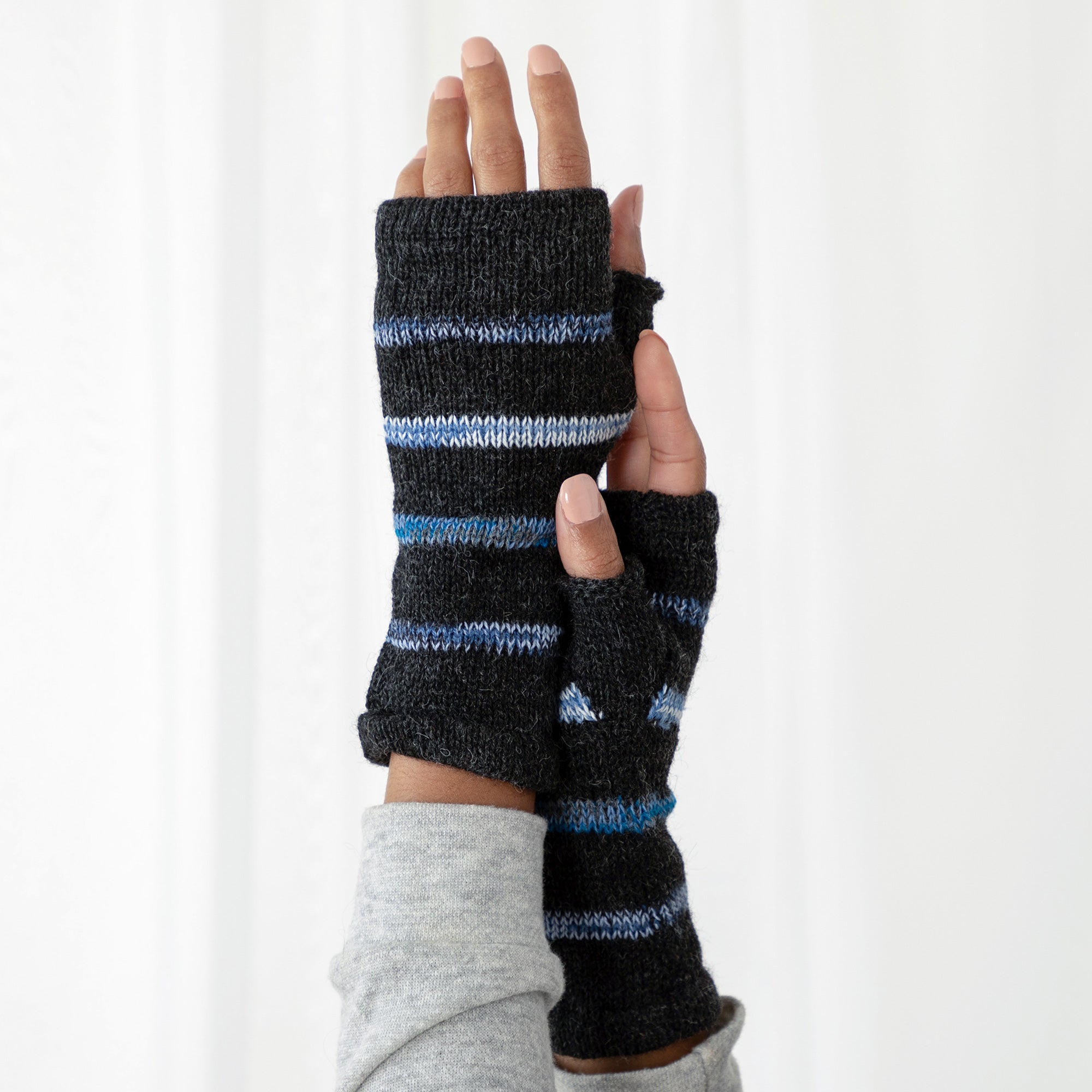 Fingerless Gloves top Woman brown, hand knit fingerless glove wool, 100% wool fingerless mitts, hand knit fingerless mittens, multicolor stripes