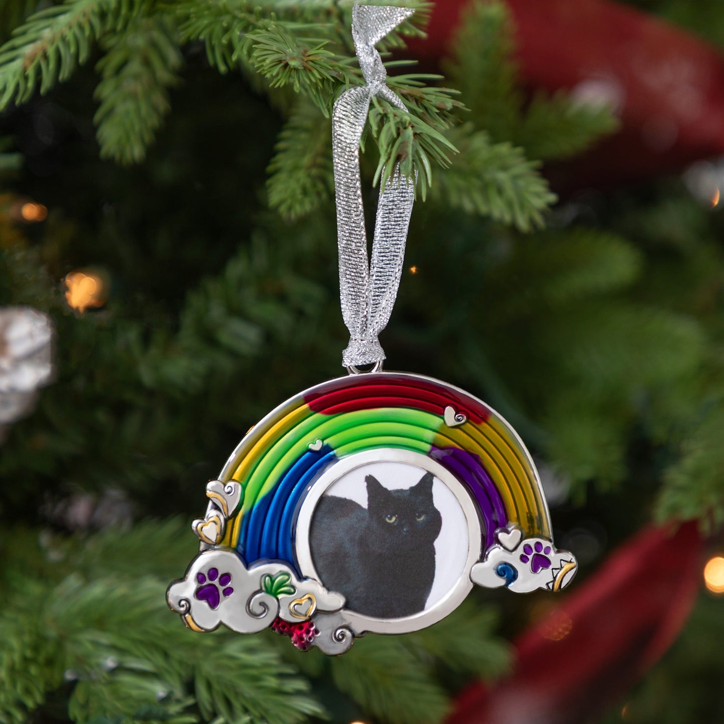 Rainbow Bridge Paw Print Photo Ornament