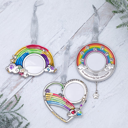 Rainbow Bridge Paw Print Photo Ornament