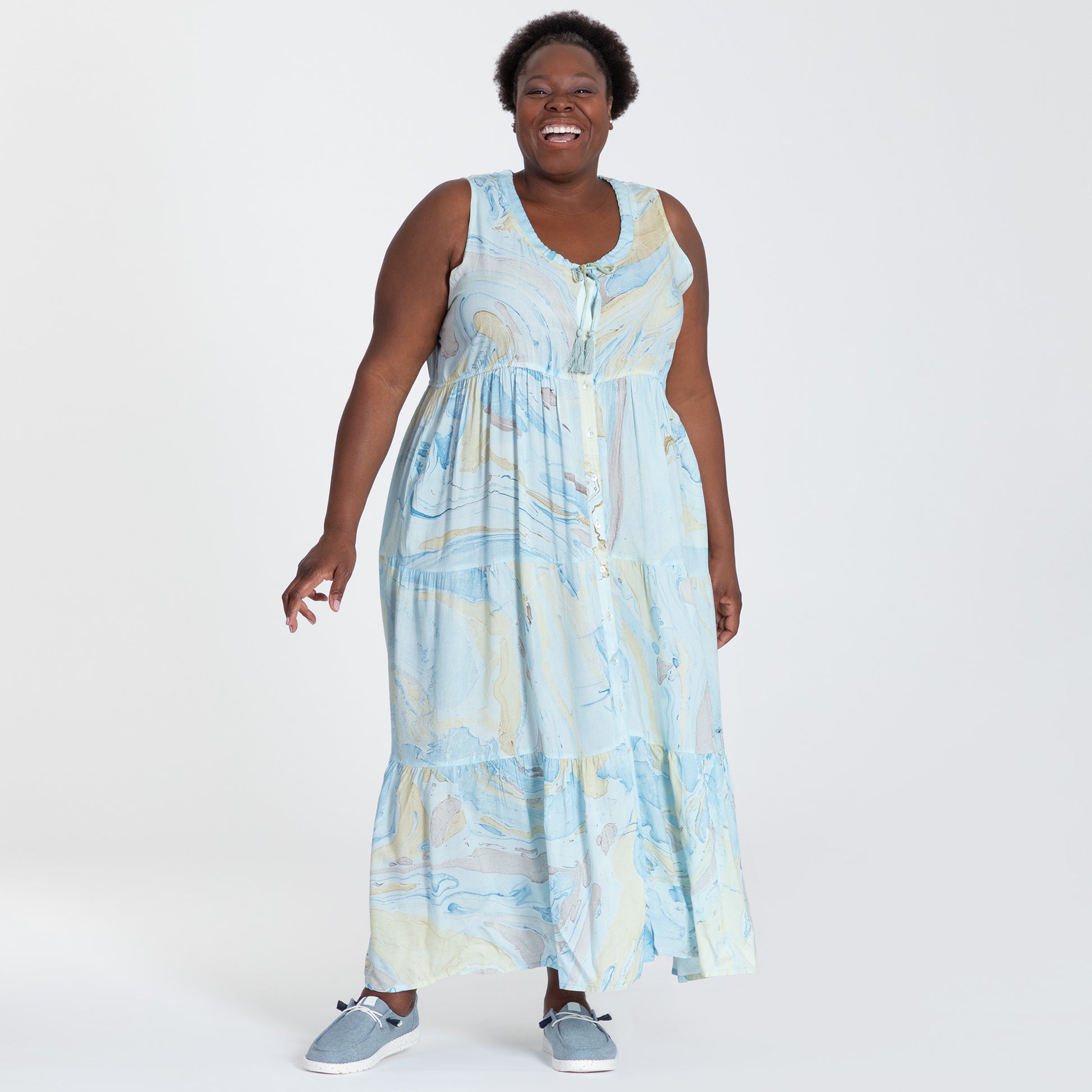 Saltwater Swirl Long Flowy Dress - Handmade & Fair Trade | GreaterGood Saltwater Swirl Long Flowy Dress - Handmade & Fair Trade | GreaterGood
