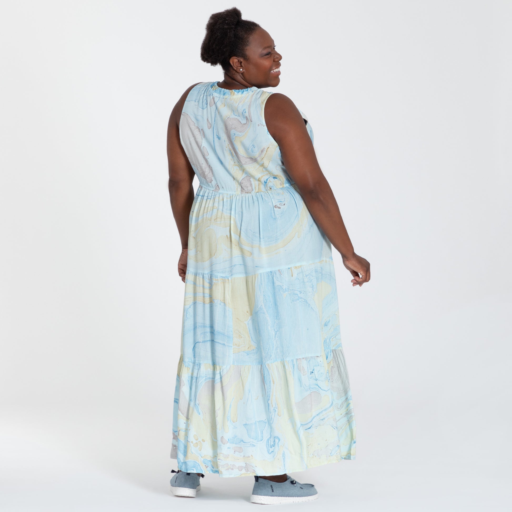 Saltwater Swirl Long Flowy Dress - Handmade & Fair Trade Saltwater Swirl Long Flowy Dress - Handmade & Fair Trade