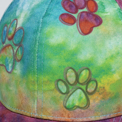 Paw Print Tie-Dye Ponytail Hat