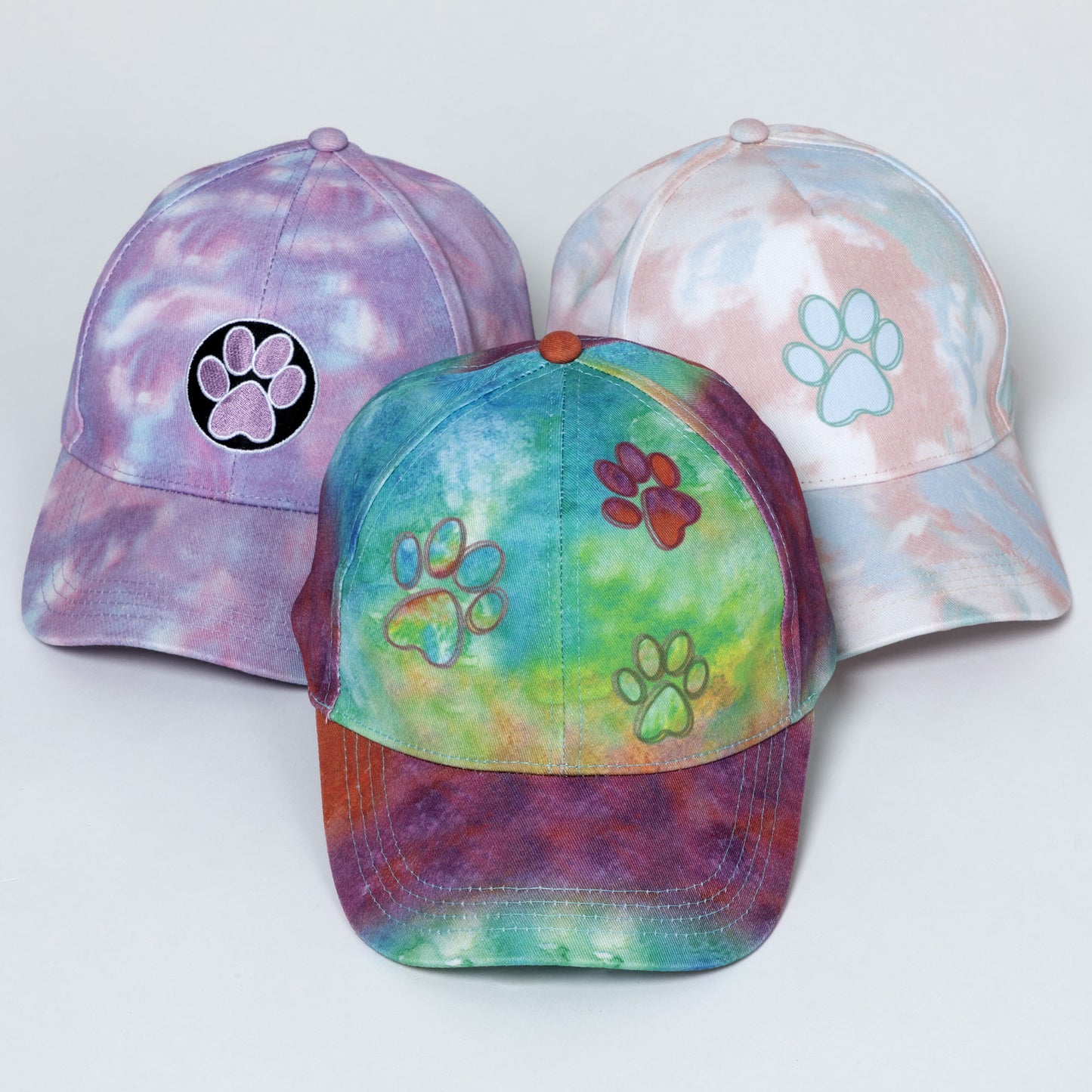 Paw Print Tie-Dye Ponytail Hat