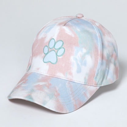 Paw Print Tie-Dye Ponytail Hat