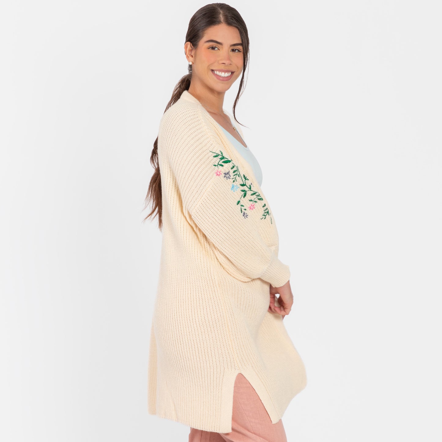 Paw Floral Vine Accented Cardigan