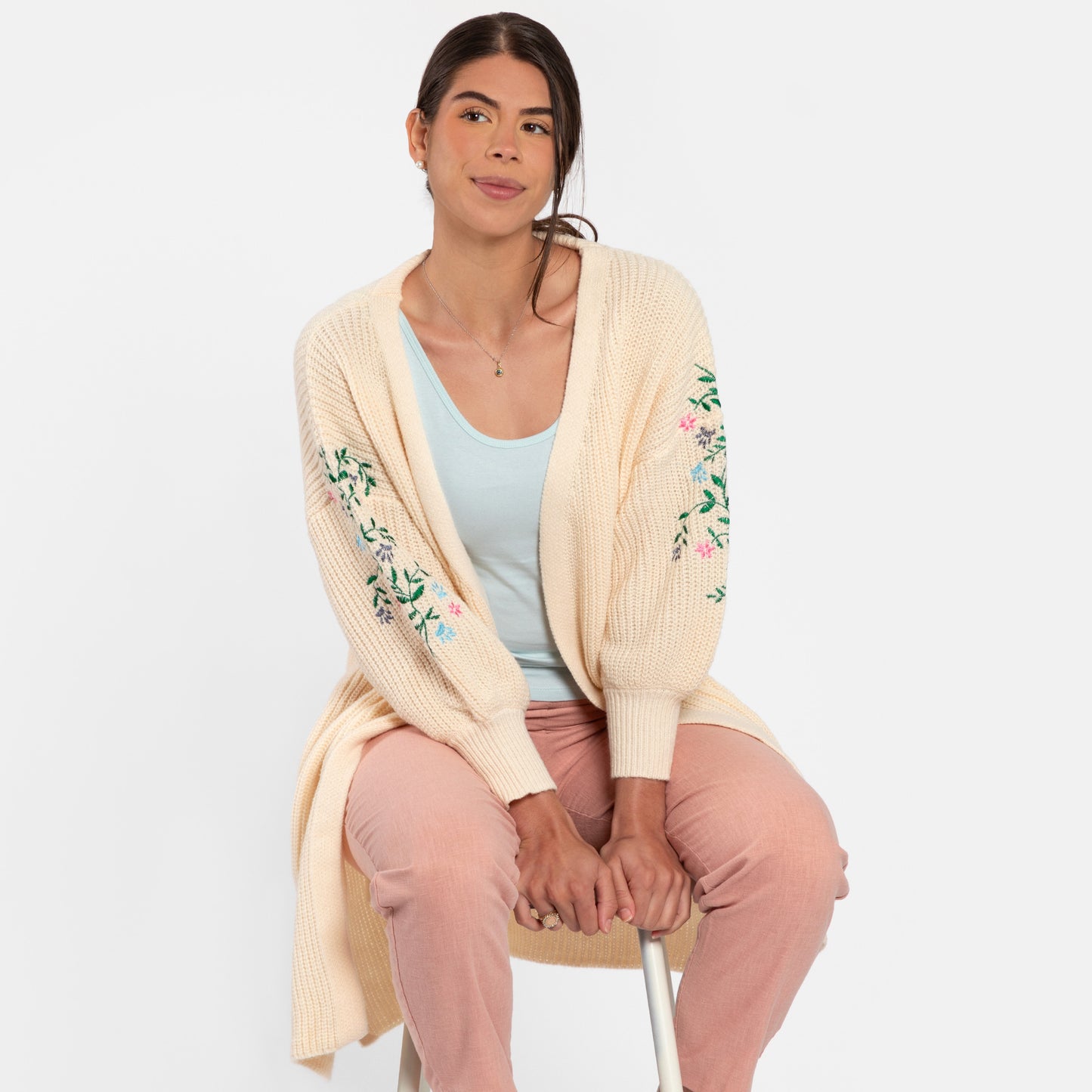 Paw Floral Vine Accented Cardigan