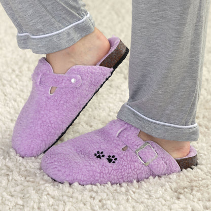 Paw Print Plush Sherpa Fleece Clog Slippers