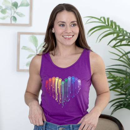 Rainbow Paw Print Heart Tank Top