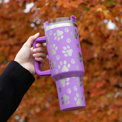 Paw Print Vacuum Sealed Stainless Steel Tumbler - 40 oz