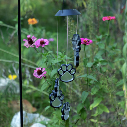 Multicolor Paw Print Solar Chime