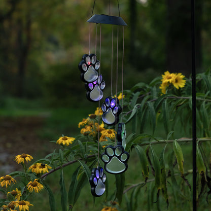 Multicolor Paw Print Solar Chime