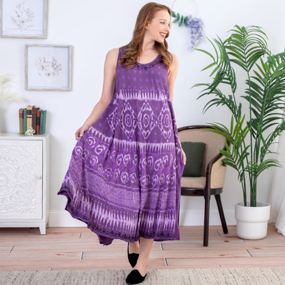 purple and gold tie dye dress Long A-line Glitter Tie Dye Formal Dress by Poly USA 8346