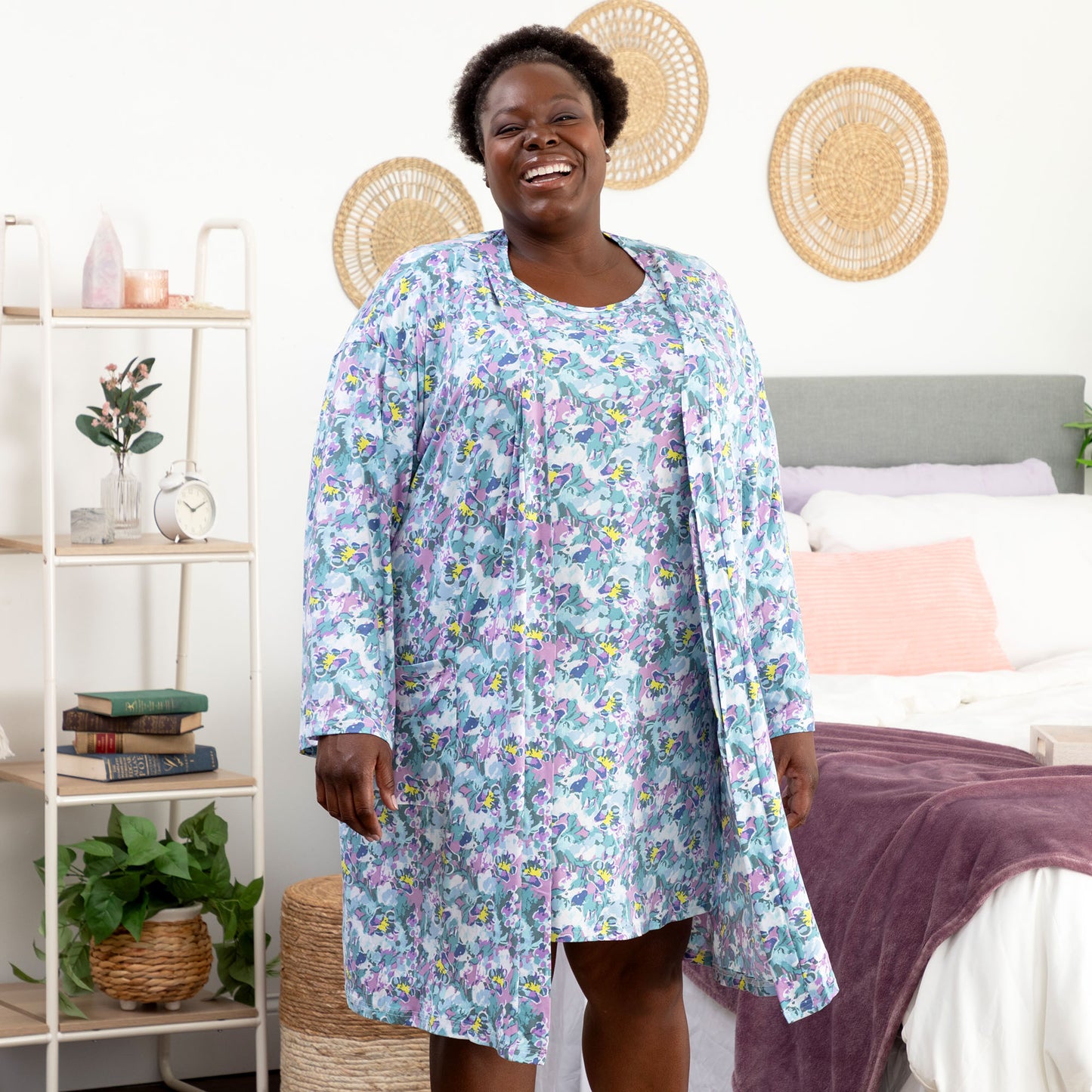 Marble Paw Garden Soft Touch Robe & Nightgown Set