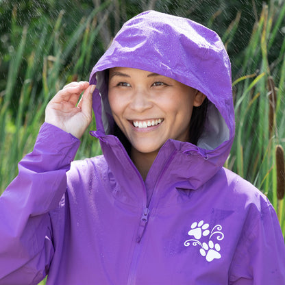 Reflective Paw Print Rain Jacket with Zippered Pockets