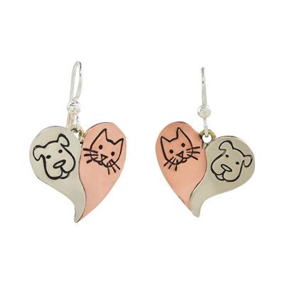 Cat & Dog Mixed Metal Earrings | Handmade, Fair Trade