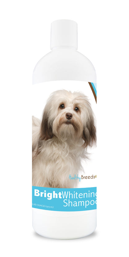 Bottle of bright whitening shampoo featuring a smiling dog's face on the label.