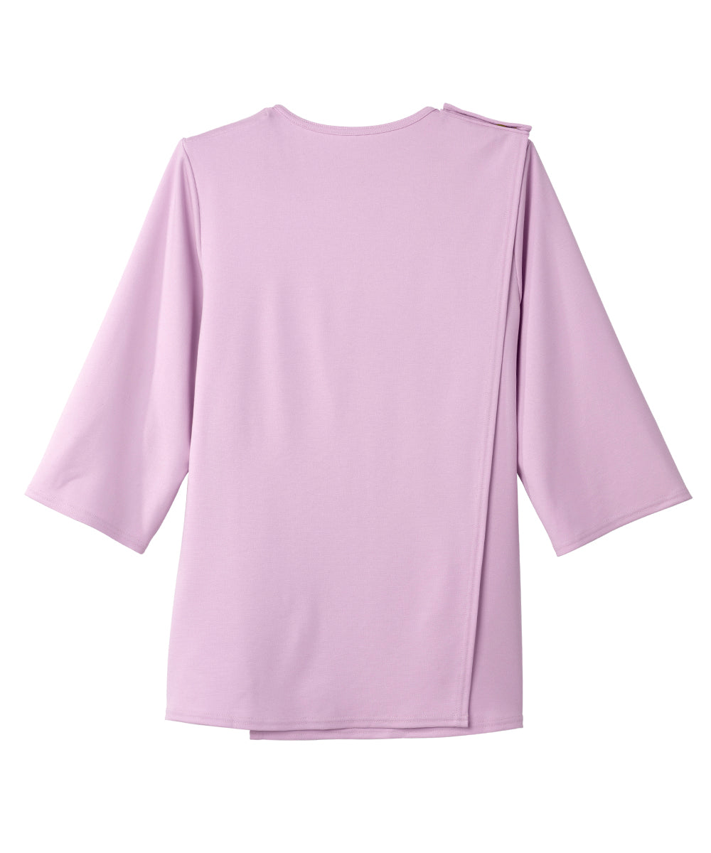 Women's Open Back 3/4 Length Sleeve Top with Embroidery