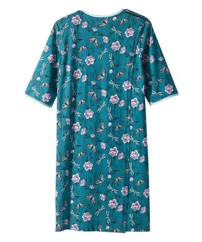 Women's Open Back Hospital Gown with Shoulder Snaps | Adaptive Recovery & Home Care Patient Gown