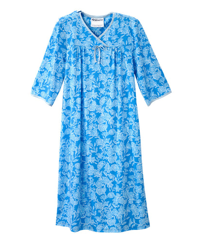 Women's Open Back Hospital Gown with Shoulder Snaps | Adaptive Recovery & Home Care Patient Gown