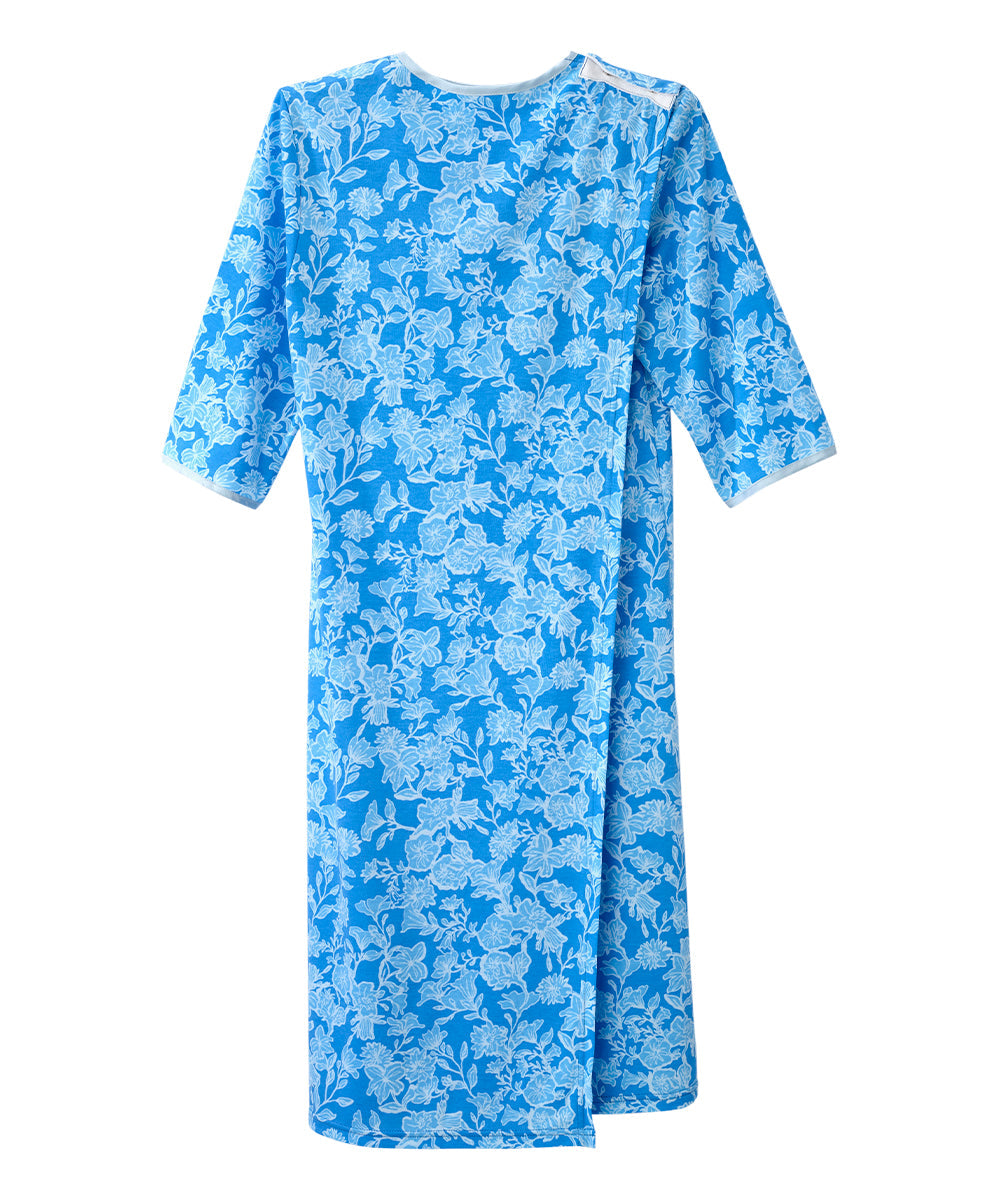 Women's Open Back Hospital Gown with Shoulder Snaps | Adaptive Recovery & Home Care Patient Gown
